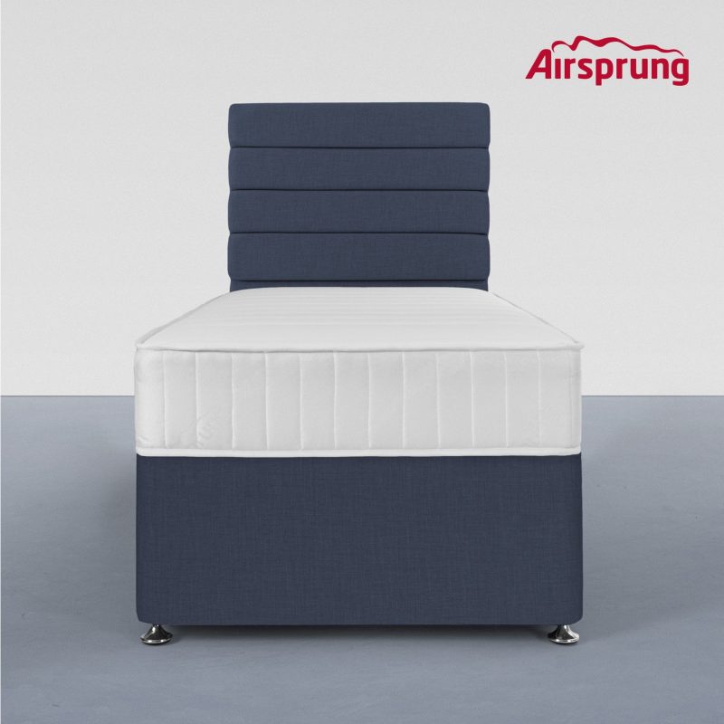 Airsprung Single 2 Drawer Divan Bed with Hybrid Mattress - Midnight Blue - Image 3