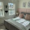 Grey Velvet Mid Century King Size Bed Frame with Legs - Jasmine - Image 2