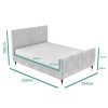 Grey Velvet Mid Century King Size Bed Frame with Legs - Jasmine - Image 5