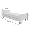 Kids White Scandi Single Bed Frame with Wooden Legs - Juni - Image 2