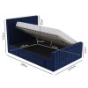 Side Opening Navy Blue Velvet Double Ottoman Bed - Khloe - Image 4