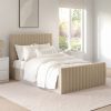 Side Opening Beige Velvet Small Double Ottoman Bed - Khloe