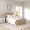 Side Opening Beige Velvet Small Double Ottoman Bed - Khloe - Image 3