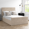 Side Opening Beige Velvet King Size Ottoman Bed - Khloe - Image 2