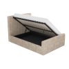 Side Opening Beige Velvet Small Double Ottoman Bed - Khloe - Image 6
