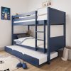 Navy Blue Wooden Detachable Bunk Bed with Trundle - Luca