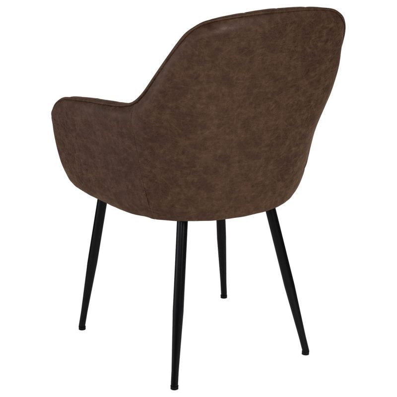 Set of 2 Brown Faux Leather Tub Dining Chairs - Logan - Image 6