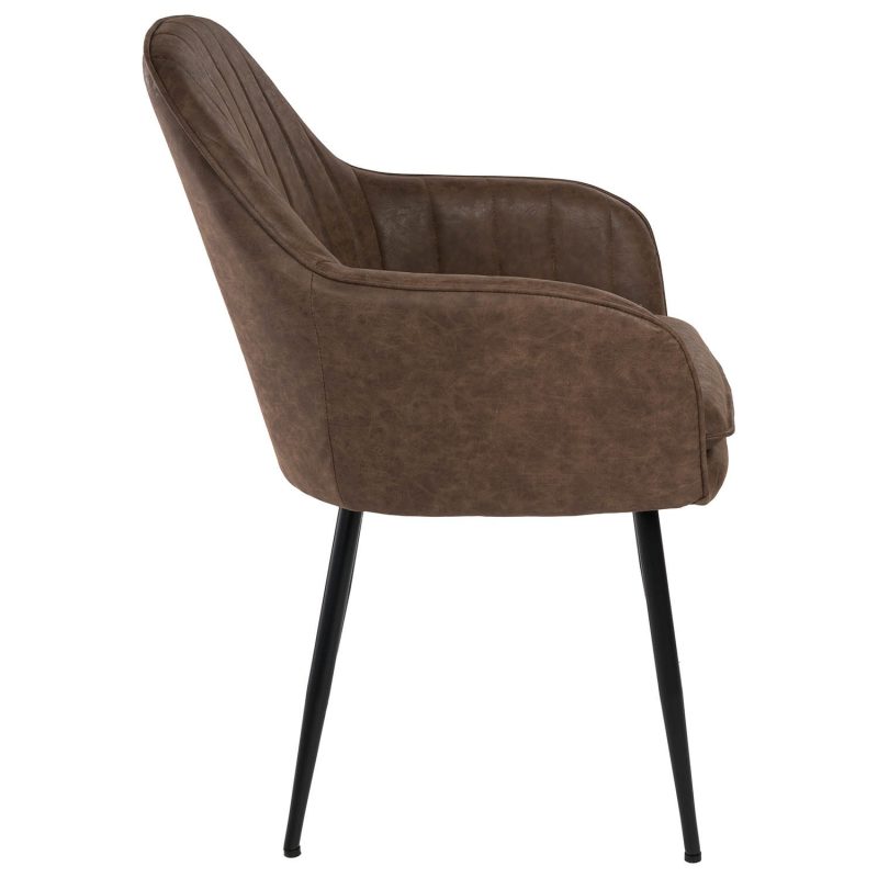 Set of 2 Brown Faux Leather Tub Dining Chairs - Logan - Image 7