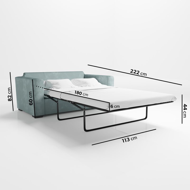 2 Seater Pull Out Sofa Bed in Mint Green - Layton - Image 6