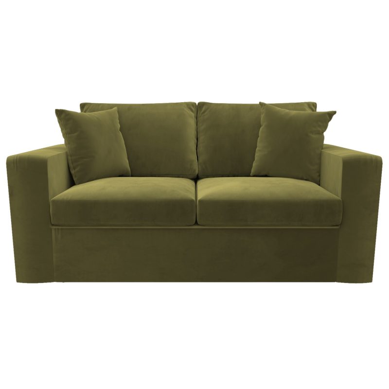 2 Seater Pull Out Sofa Bed in Olive Green - Layton - Image 4