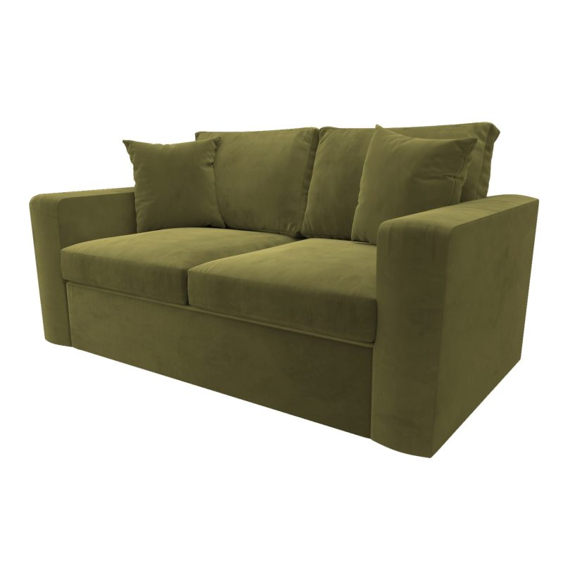2 Seater Pull Out Sofa Bed in Olive Green - Layton - Image 5