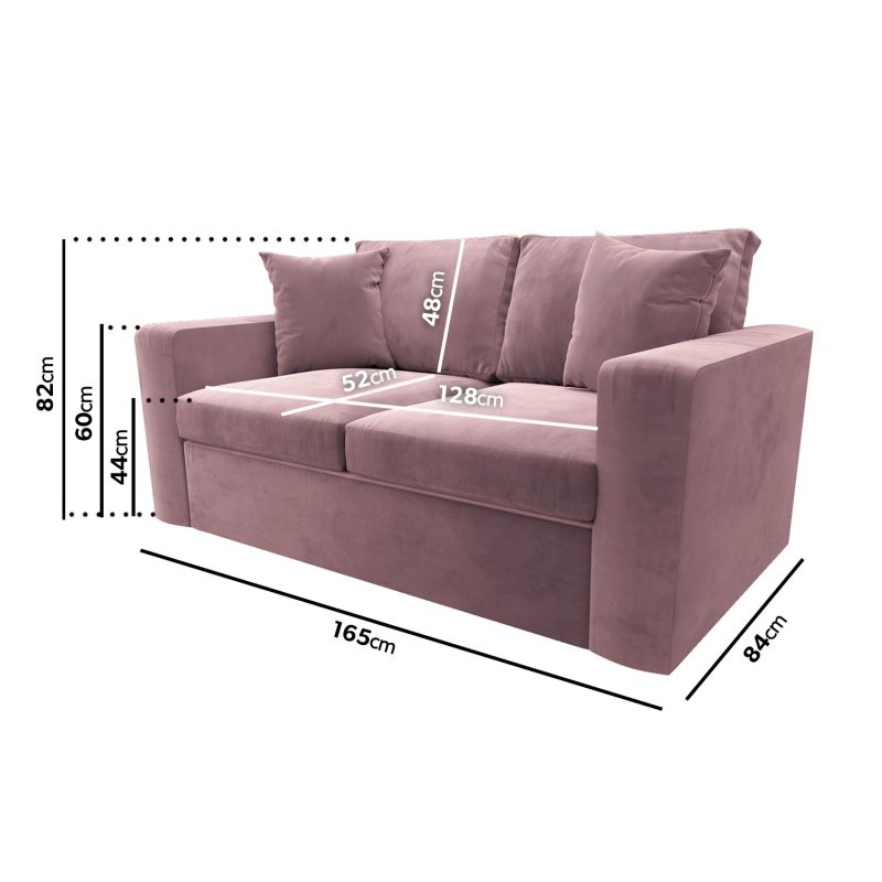 2 Seater Pull Out Sofa Bed in Blush Pink - Layton - Image 3