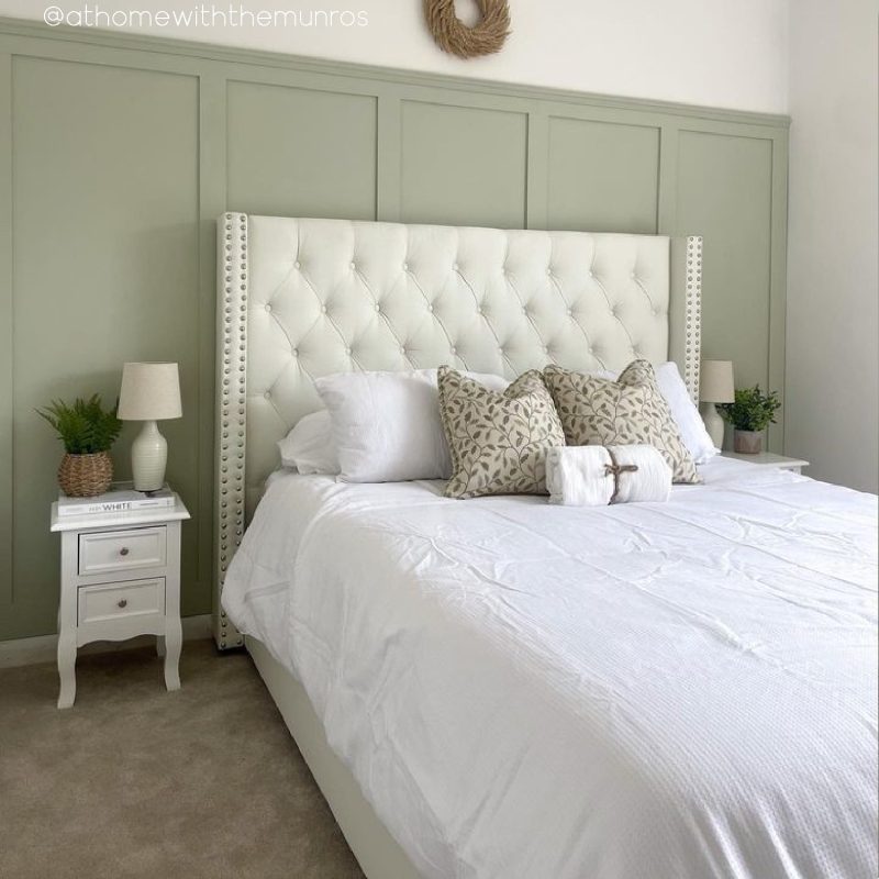 Off-White Fabric King Size Ottoman Bed with Winged Headboard - Maeva - Image 2
