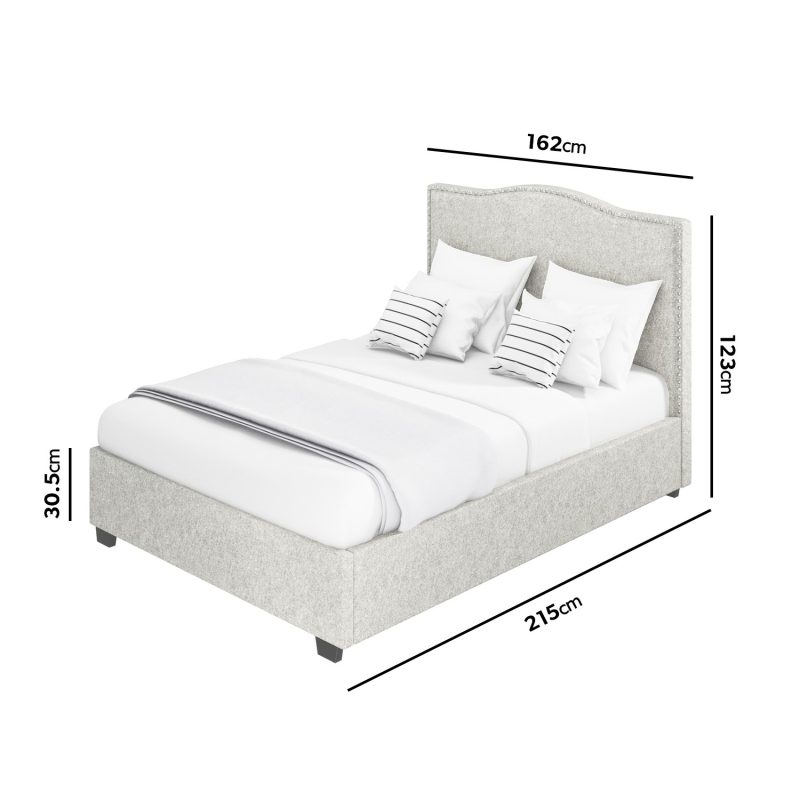 French Grey Upholstered King Size Ottoman Bed - Maeva - Image 4