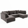 4 Seater U Shaped Corner Sofa With Footstool in Mink Velvet - Madison - Image 3