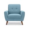 Blue Fabric Armchair with Wooden Legs - Monza - Julian Bowen - Image 2