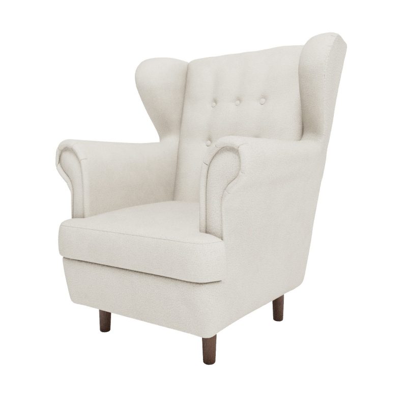 Beige Boucle Wingback Armchair - Martha