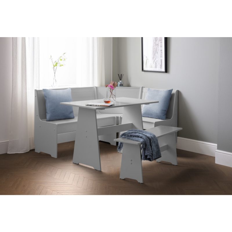 Light Grey Wooden Corner Dining Set with a Bench - Seats 5 - Newport - Image 4
