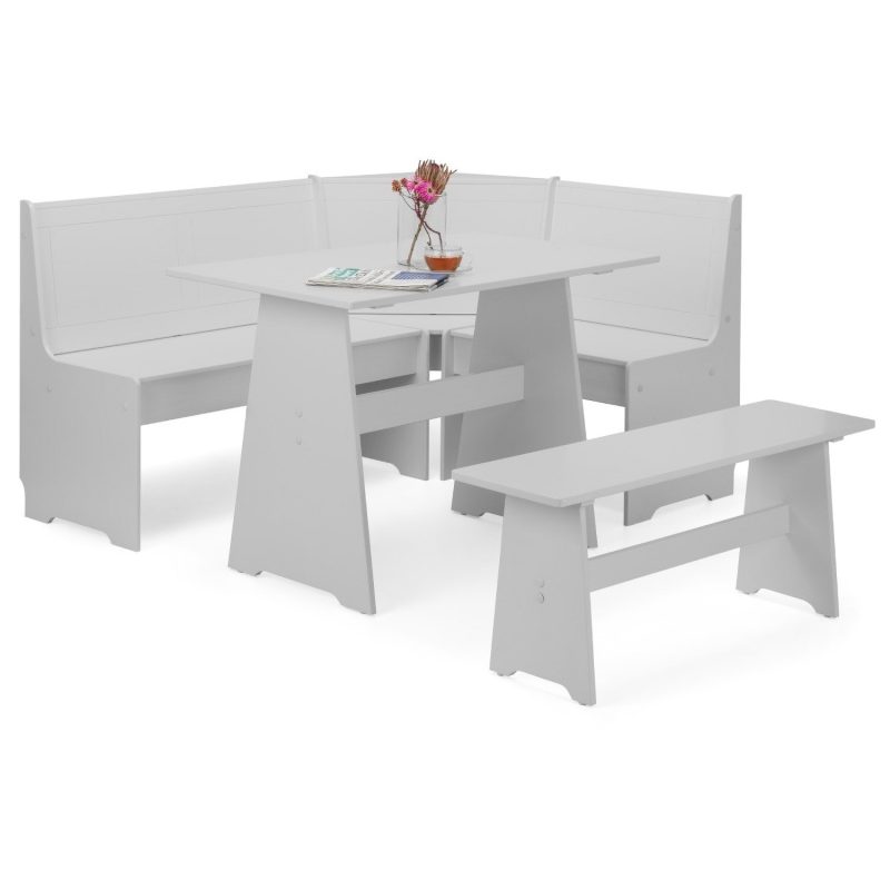 Light Grey Wooden Corner Dining Set with a Bench - Seats 5 - Newport - Image 6