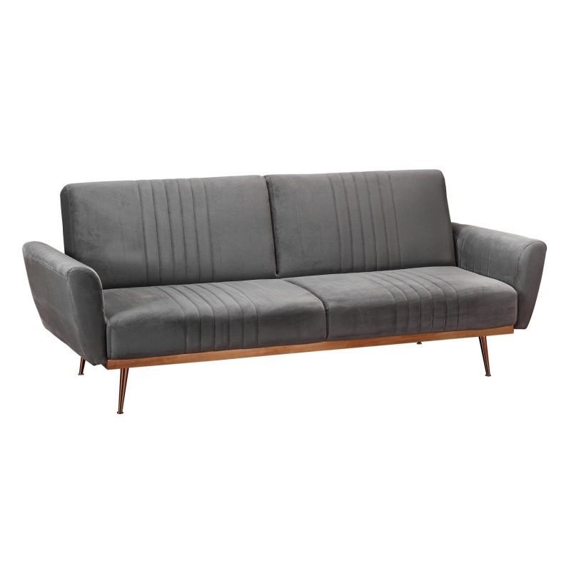3 Seater Click-Clack Sofa Bed in Grey Velvet - Nico - Image 3