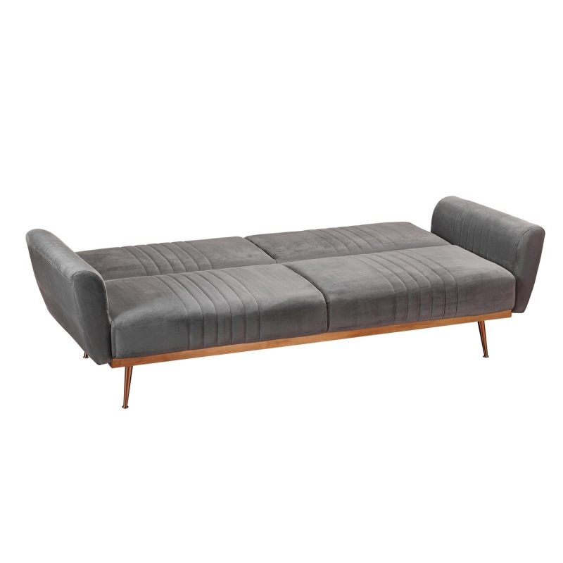 3 Seater Click-Clack Sofa Bed in Grey Velvet - Nico - Image 4