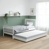 Single White Wooden Guest Bed with Trundle - Oxford - Image 2