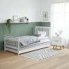 Single White Wooden Guest Bed with Trundle - Oxford - Image 3