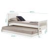Single White Wooden Guest Bed with Trundle - Oxford - Image 4
