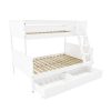 White Wooden Triple Sleeper Bunk Bed with Storage Drawers - Parker - Image 3
