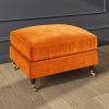 Large Orange Velvet Buttoned Storage Footstool - Payton