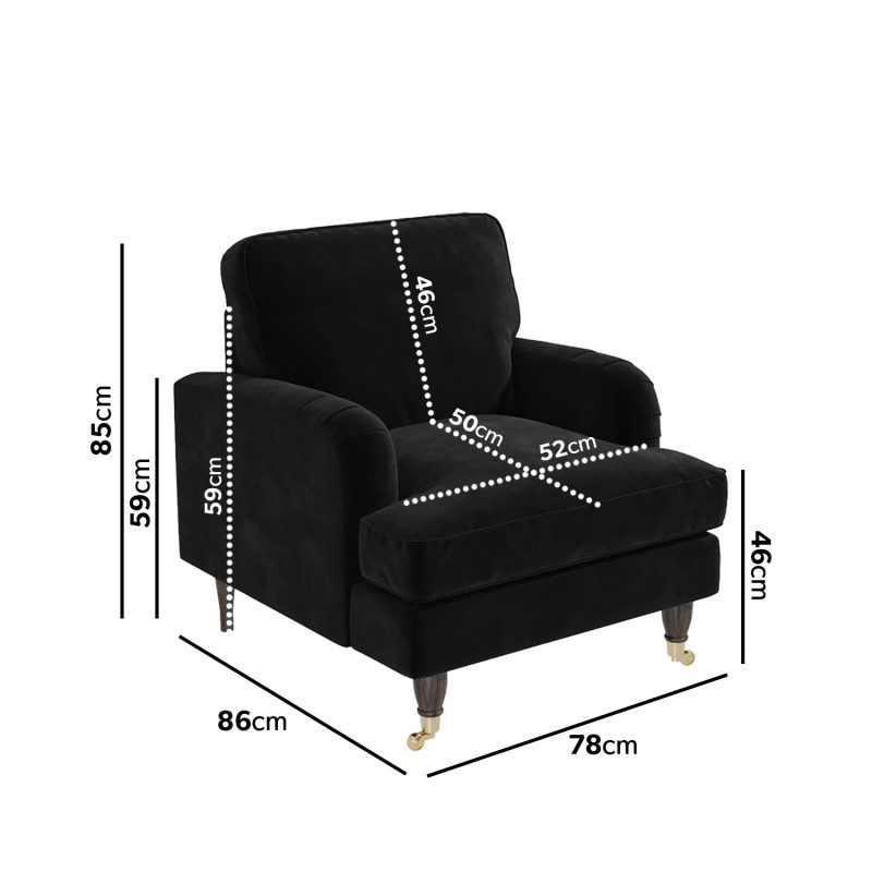 Black Velvet Armchair - Payton - Image 4
