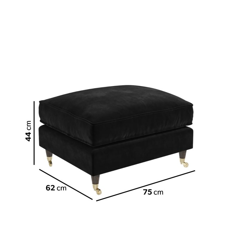 Black Velvet Footstool - Payton - Image 2