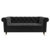 Charcoal Velvet 3 Seater Chesterfield Sofa - Ophelia - Image 3