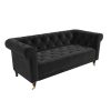 Charcoal Velvet 3 Seater Chesterfield Sofa - Ophelia - Image 4