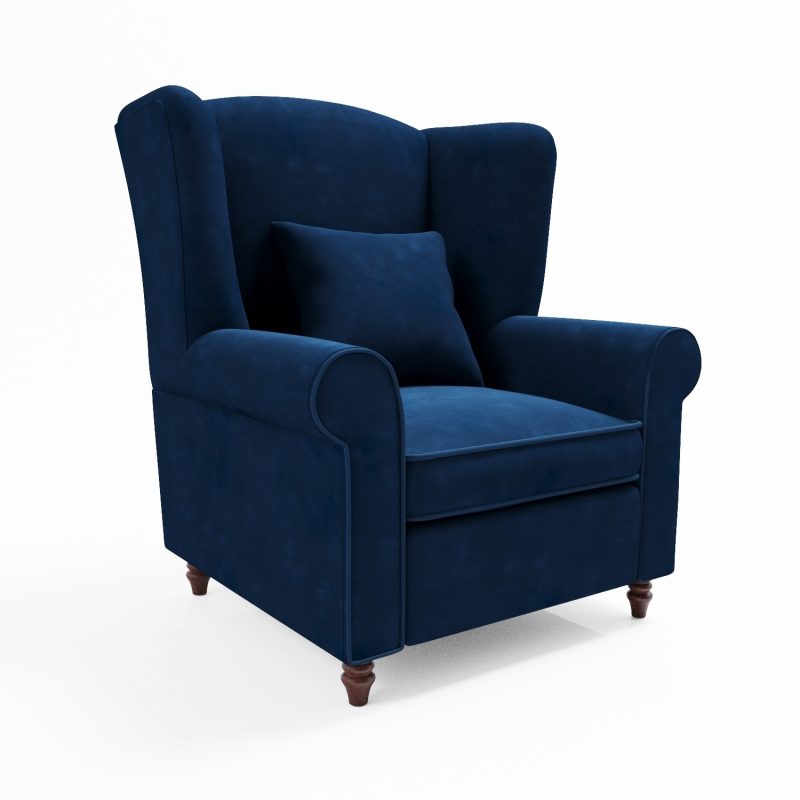 Navy Blue Velvet Wingback Armchair - Rupert - Image 4