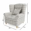 Grey Tartan Fabric Wingback Armchair - Rupert - Image 2