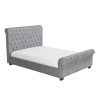Grey Velvet King Size Chesterfield Sleigh Bed Frame - Safina - Image 3