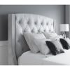 Dark Grey Velvet King Size Ottoman Bed with Chesterfield Headboard - Safina - Image 3