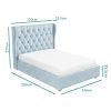 Light Blue Velvet Double Ottoman Bed with Winged Headboard - Safina - Image 4