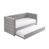 Single Day Bed Sofa with Trundle in Dark Grey Velvet - Sacha - Image 4