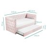 Single Day Bed Sofa with Trundle in Pink Velvet - Sacha - Image 3