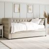 Single Day Bed Sofa with Trundle in Beige Velvet - Sacha - Image 2