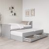 Single Grey Wooden Guest Bed with Storage and Trundle - Sander - Image 2