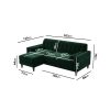 3 Seater Left Hand Facing L Shaped Sofa with Footstool in Green Velvet - Idris - Image 2
