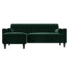 3 Seater Left Hand Facing Sofa in Green Velvet - Idris - Image 3