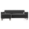 Grey 3 Seater L Shaped Sofa in Velvet - Left Hand Facing - Idris - Image 2