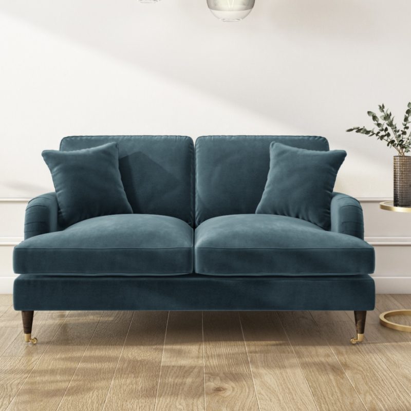 Petrol Blue Velvet 2 Seater Sofa - Payton