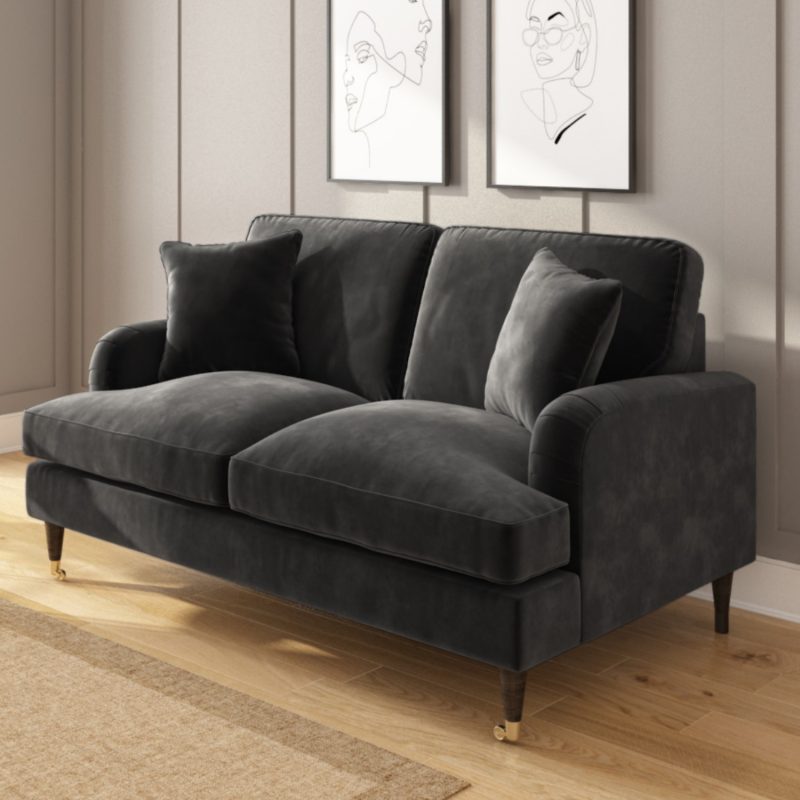 Charcoal Grey Velvet 2 Seater Sofa - Payton - Image 4