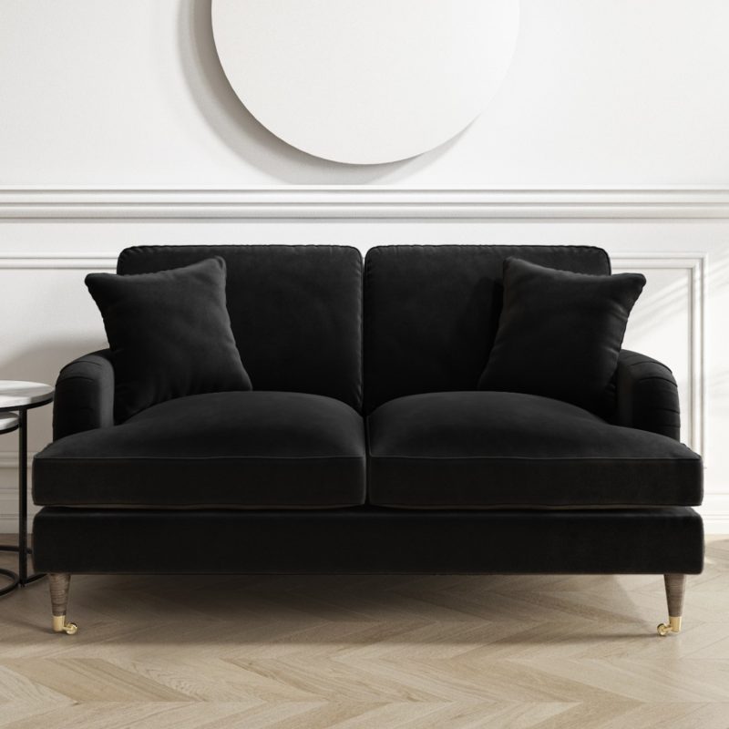 Black Velvet 2 Seater Sofa - Payton
