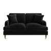 Black Velvet 3 Seater & 2 Seater Sofa Set - Payton - Image 4